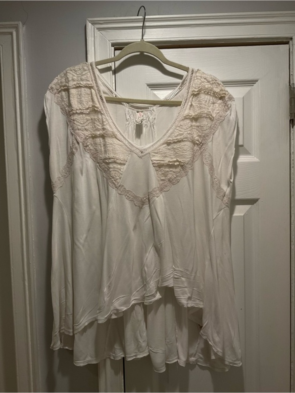 Free People Ivory Lace-Trim Tunic